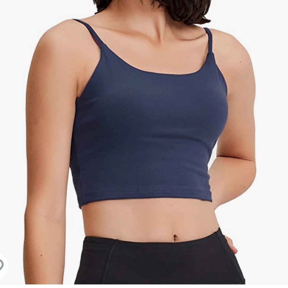 NAVY Padded Cropped Sports Bra Tank